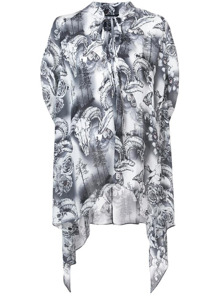 Thomas Wylde Tongea Ram Skull Blouse - Grey