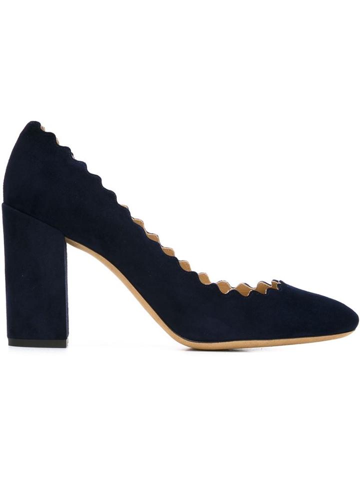 Chloé Lauren Pumps, Women's, Size: 39, Blue, Leather/nubuck Leather
