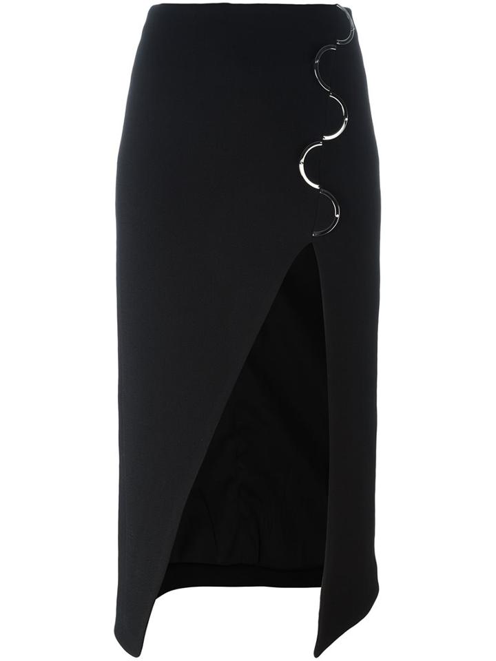 David Koma Slit Detail Skirt, Women's, Size: 12, Black, Polyamide/spandex/elastane/wool