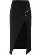 David Koma Slit Detail Skirt, Women's, Size: 12, Black, Polyamide/spandex/elastane/wool