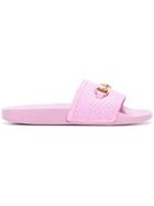 Gucci Horsebit Perforated Sliders - Pink & Purple