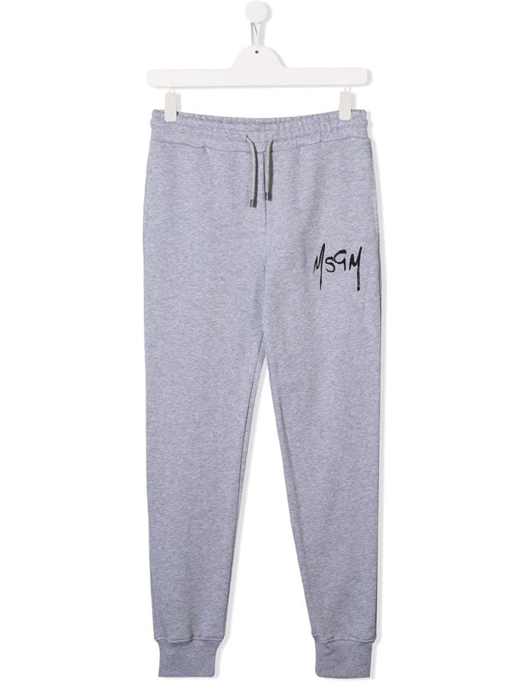 Msgm Kids Teen Graffiti Logo Track Pants - Grey