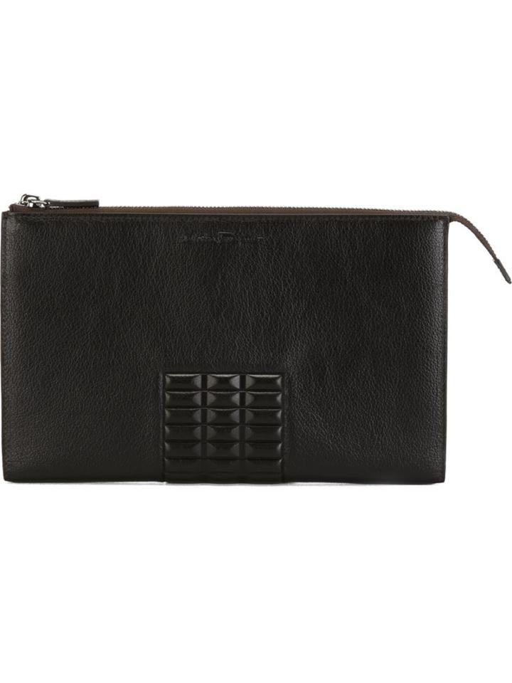 Studded Clutch, Men's, Brown, Buffalo Leather, Salvatore Ferragamo