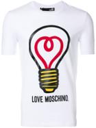 Love Moschino - Lightbulb Print T-shirt - Men - Cotton/spandex/elastane - Xl, White, Cotton/spandex/elastane