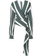 Oscar De La Renta Striped Asymmetric Blouse - White