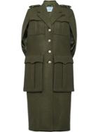 Prada Cape Sleeves Military Coat - Green