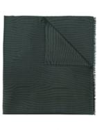 Lanvin Zebra Stripe Pattern Scarf, Men's, Green, Silk/wool