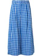 Sea Checked Cropped Trousers - Blue