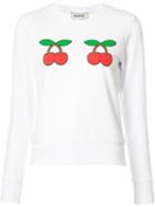 Yazbukey Cherry Print Sweatshirt, Women's, Size: Large, White, Cotton/polyester