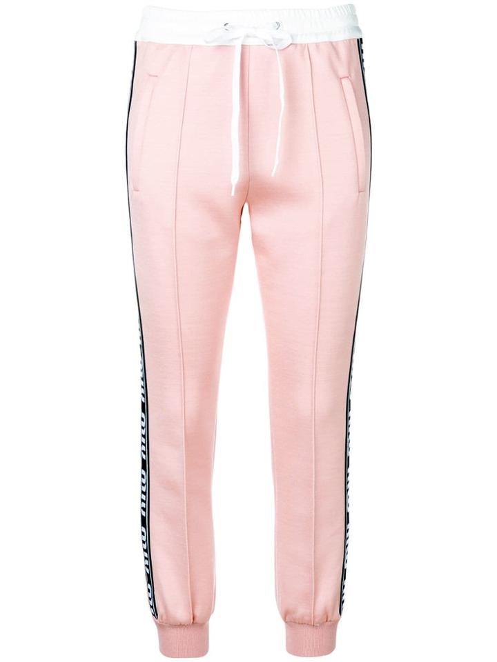 Miu Miu Logo Trim Joggers - Pink
