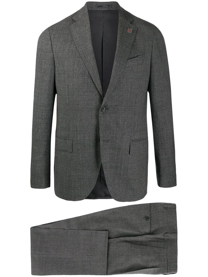 Lardini Check-print Two-piece Suit - Grey