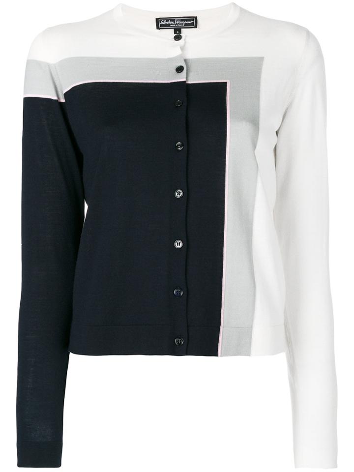 Salvatore Ferragamo Geometric Colour Block Cardigan - Blue