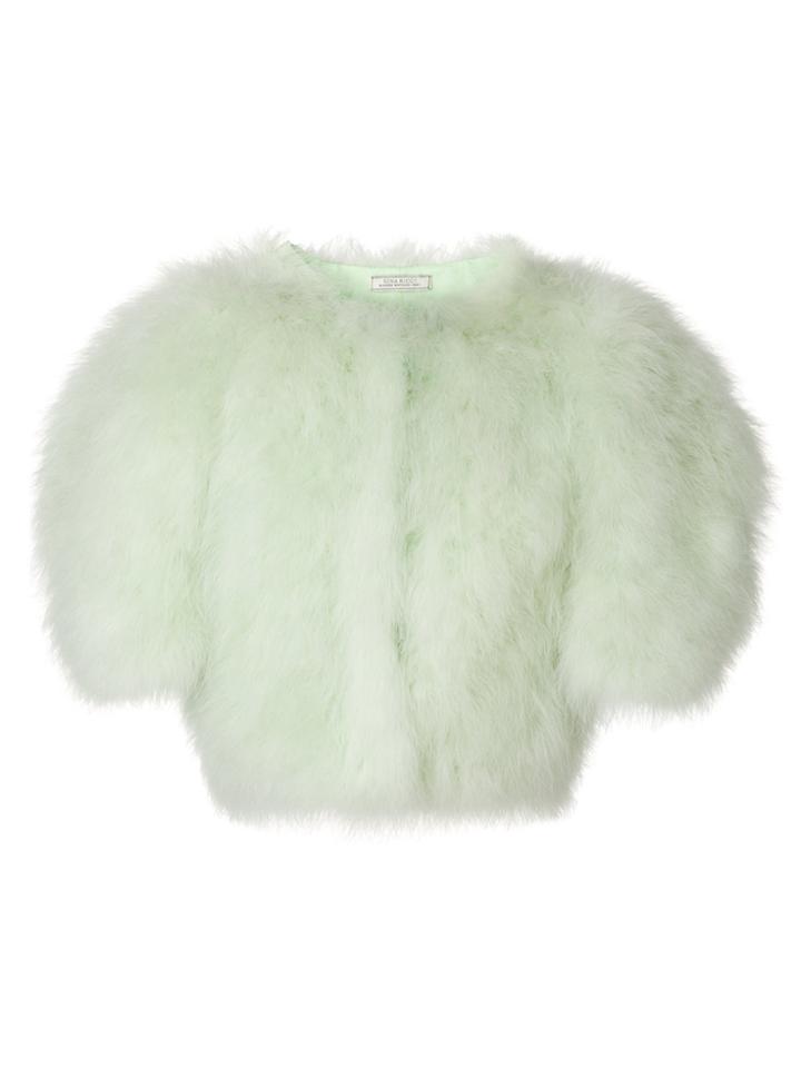 Nina Ricci Cropped Feather Bolero - Green