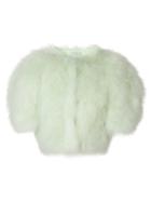 Nina Ricci Cropped Feather Bolero - Green