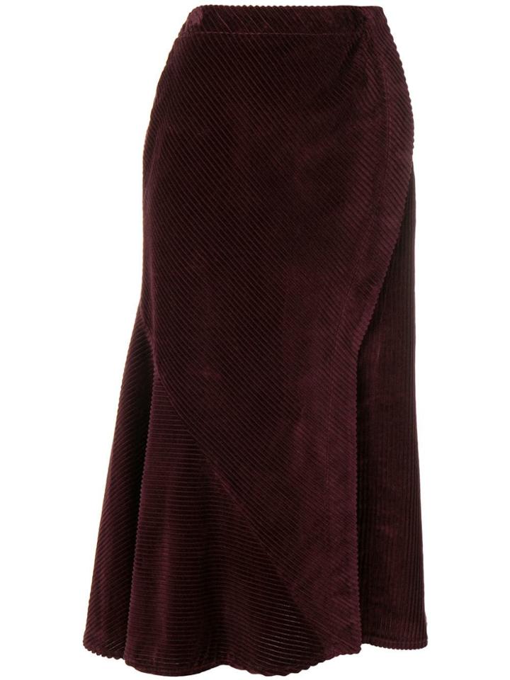 Cédric Charlier High Waisted Corduroy Skirt - Red