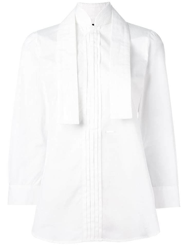 Dsquared2 Criss-cross Collar Pleated Shirt, Women's, Size: 44, White, Cotton