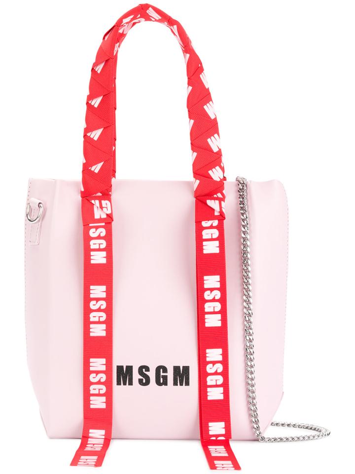 Msgm Branded Shopper Tote - Pink & Purple