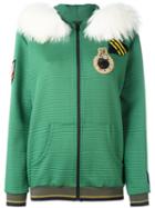 Mr & Mrs Italy Kangaroo Pockets Zipped Jacket, Women's, Size: 42, Green, Leather/cotton/polyamide/polyester