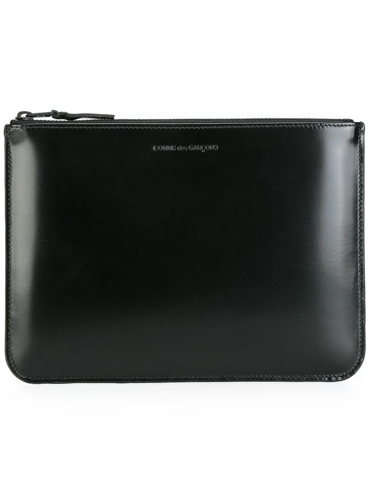 Comme Des Garçons Play Top Zip Pouch, Adult Unisex, Black, Leather