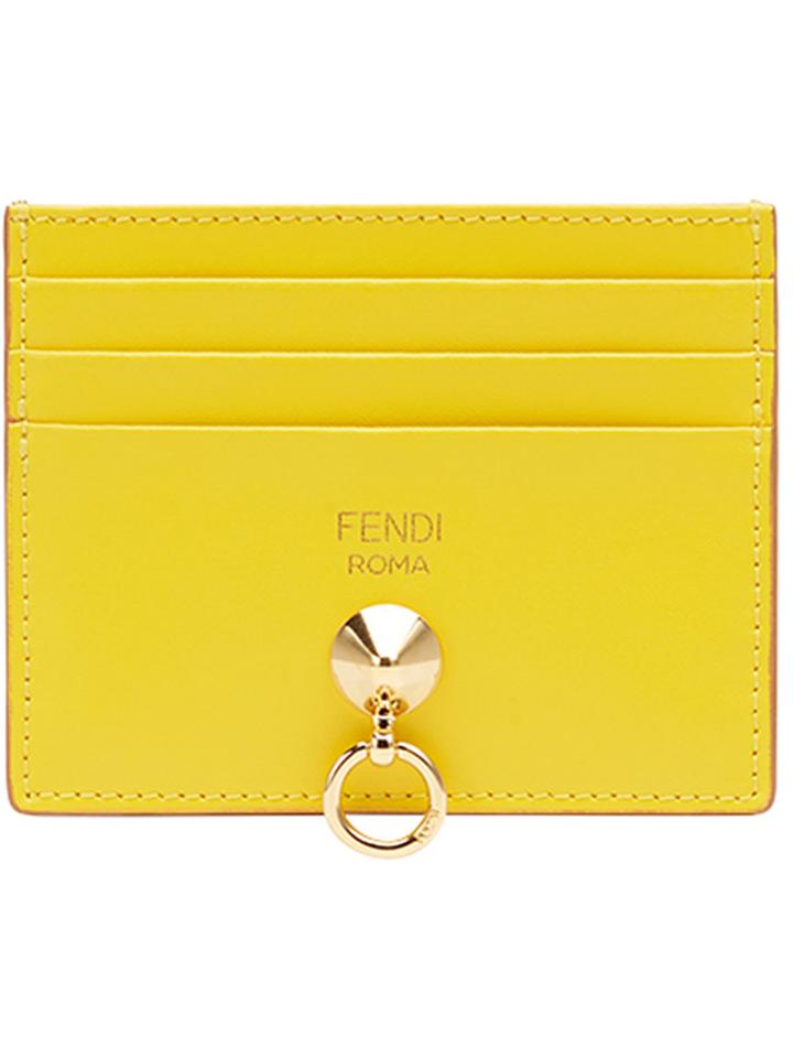 Fendi Stud Detail Cardholder - Yellow & Orange