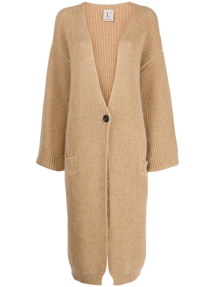 L'autre Chose Oversized Maxi Cardigan - Brown