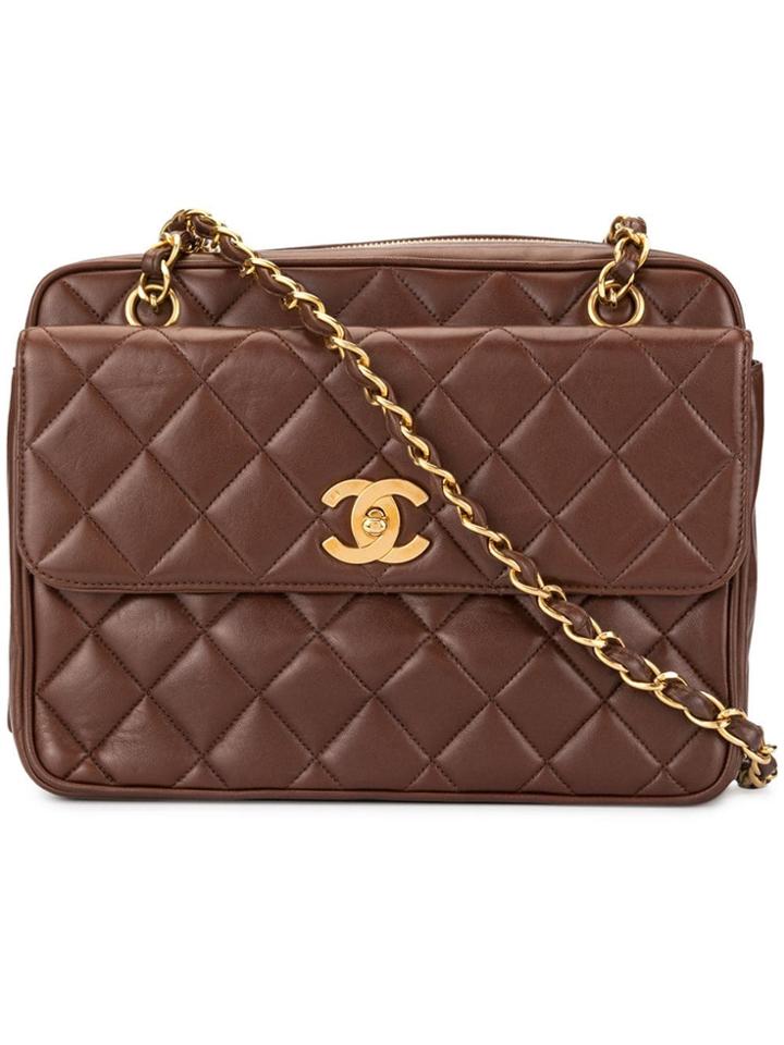 Chanel Vintage Turn-lock Chain Shoulder Bag - Brown