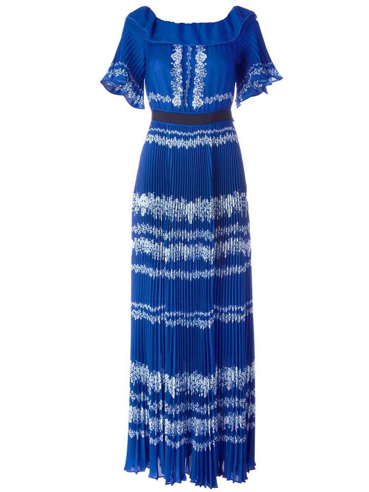 Self-portrait Off-shoulder Maxi Dress, Women's, Size: 6, Blue, Polyester