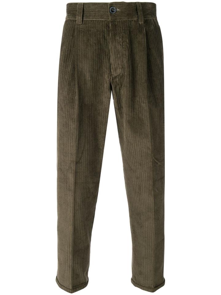 Pt01 Corduroy Cropped Trousers - Green