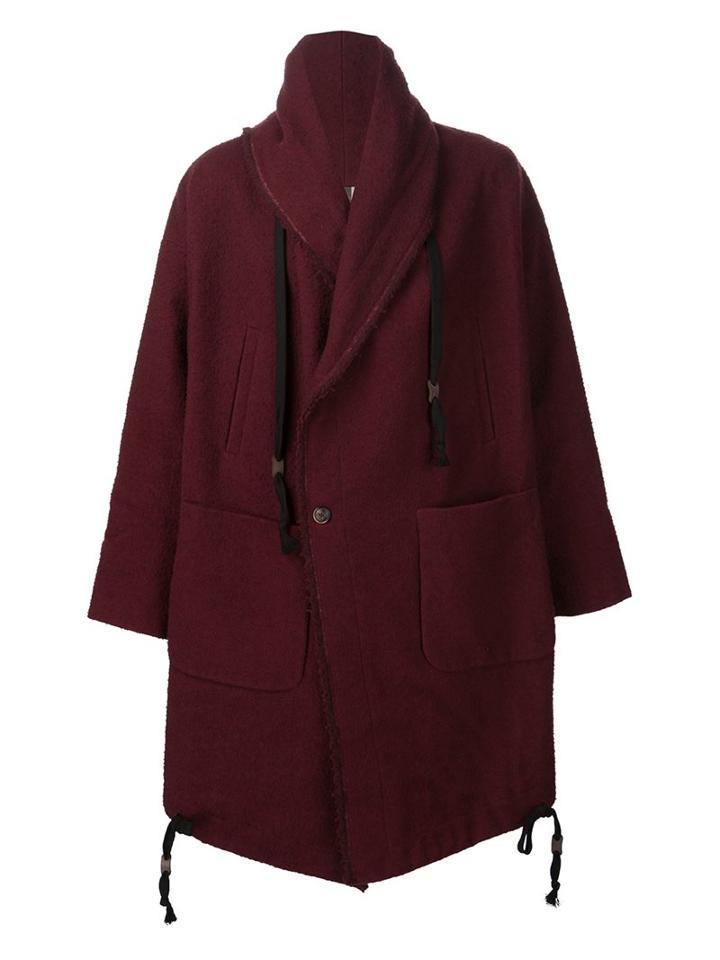 Uma Wang Double Breasted Coat, Men's, Size: Small, Red, Linen/flax/polyamide/wool