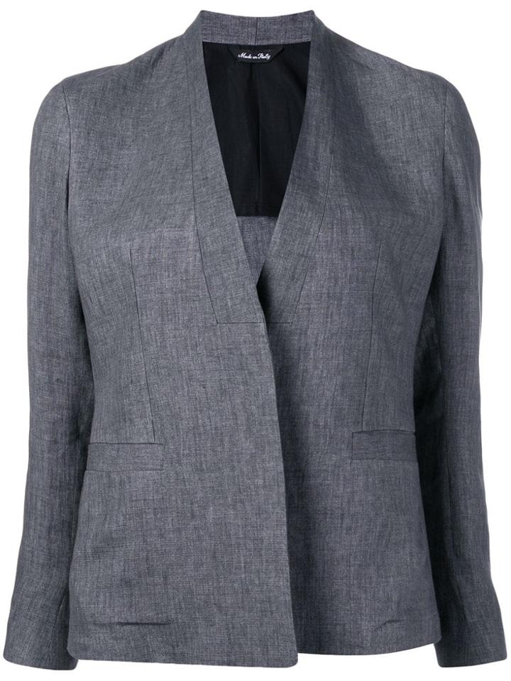 Sartorial Monk Collarless Fitted Blazer - Grey