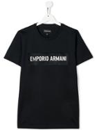Emporio Armani Kids Teen Logo-patch T-shirt - Blue