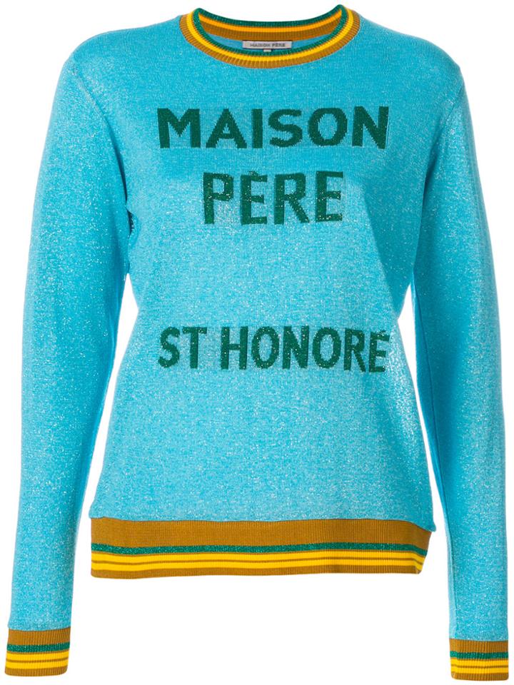 Maison Père Logo Motif Knitted Top - Blue