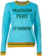 Maison Père Logo Motif Knitted Top - Blue