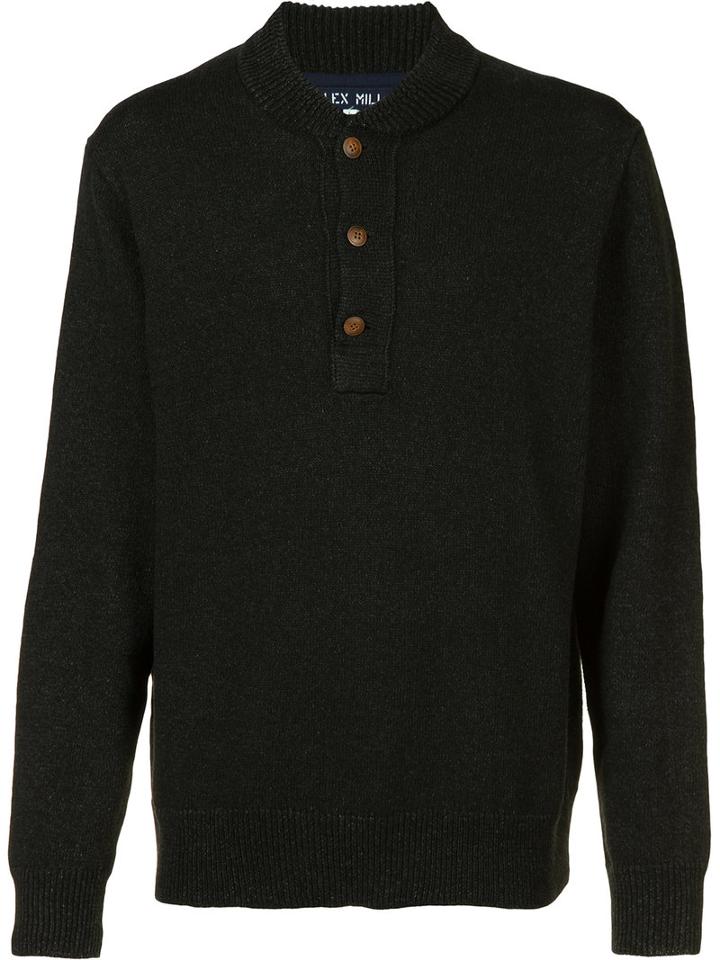 Alex Mill Buttoned Jumper, Men's, Size: Small, Black, Cotton