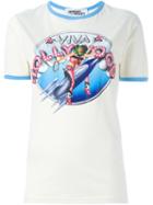 Jeremy Scott Pin-up Girl Print T-shirt, Size: Xs, White, Cotton