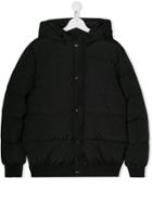Msgm Kids Teen Hooded Puffer Jacket - Black