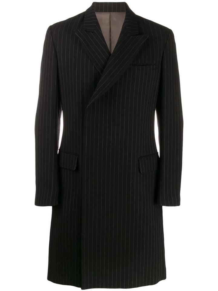 Jean Paul Gaultier Pre-owned Pinstripe Long Coat - Black