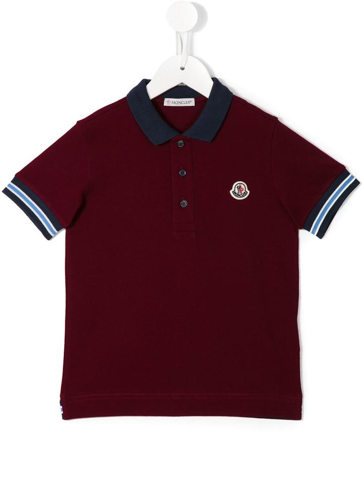 Moncler Kids Contrast Collar Polo Shirt, Boy's, Size: 12 Yrs, Red