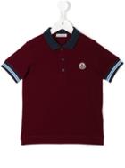 Moncler Kids Contrast Collar Polo Shirt, Boy's, Size: 12 Yrs, Red