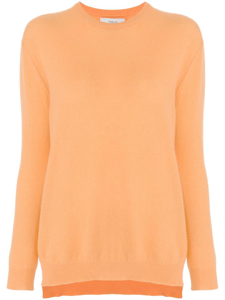 Pringle Of Scotland Gauge Knit Round Neck Sweater - Yellow & Orange