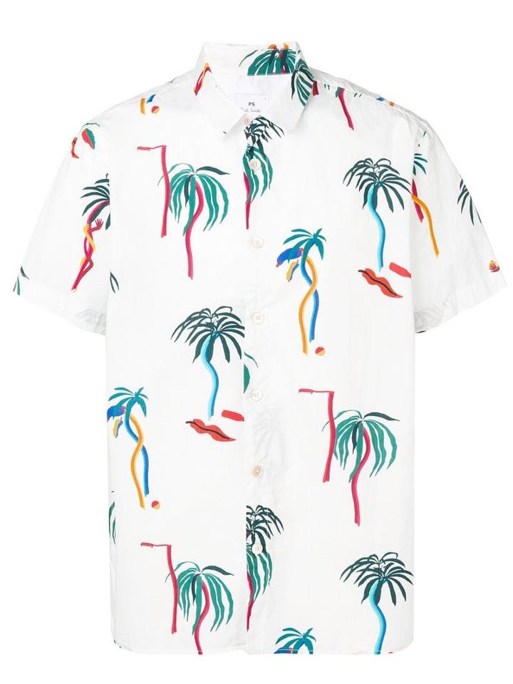 Ps Paul Smith Palm Tree Print Shirt - White
