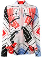 Capucci Ruffled Printed Cropped Jacket, Women's, Size: 44, White, Silk