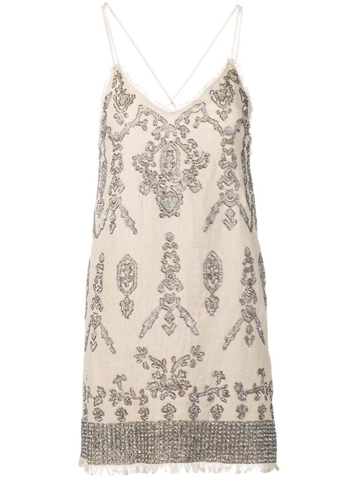 Twin-set Crystal Embellished Mini Dress - Neutrals