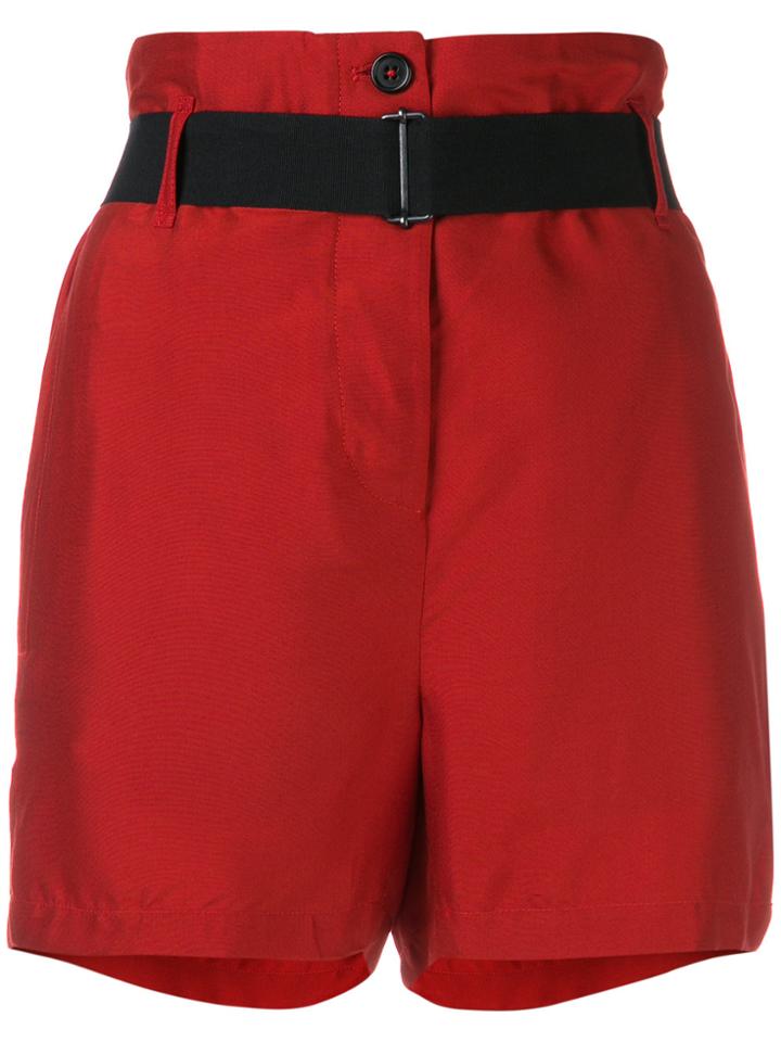 Ann Demeulemeester Belted High-waist Shorts - Red
