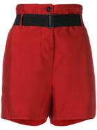 Ann Demeulemeester Belted High-waist Shorts - Red