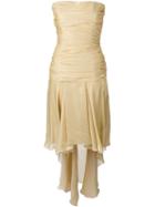Jean Louis Scherrer Vintage Draped Strapless Train Dress