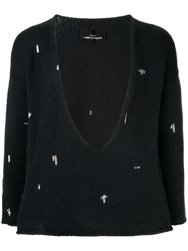 Comme Des Garçons Pre-owned Plunge Neck Jumper - Black
