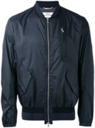 Oamc - Zipped Bomber Jacket - Men - Cotton/calf Leather/nylon/viscose - Xl, Blue, Cotton/calf Leather/nylon/viscose