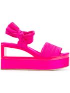 Casadei Tied Block Wedges - Pink & Purple