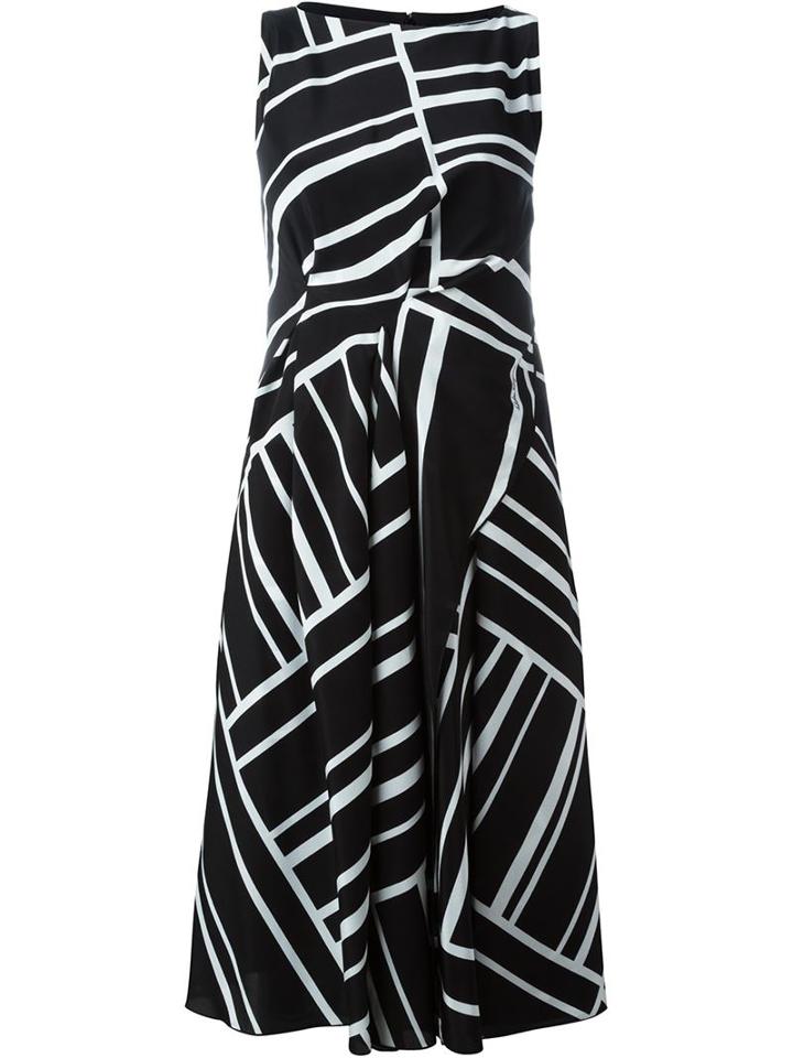 Salvatore Ferragamo Geometric Print Dress, Women's, Size: 38, Black, Silk/acetate